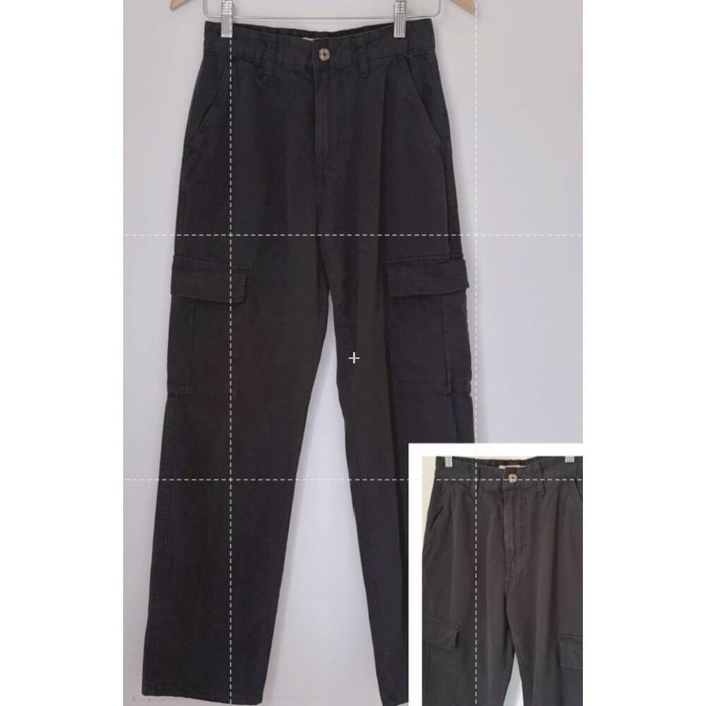 STR Black Cargo Pants Size 6 (38 EU) Straight Leg Cotton Utility Y2K 90s Grunge